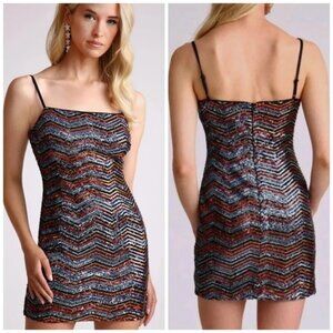 Avec Les Filles Chevron Sequin Dress — New With Tags (Size Small)
